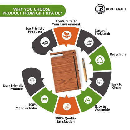 Wooden Smart Diary with Mobile Holder & Pen Stand | Includes Wooden Pen | Useful Gift For Office, Corporate & Personal Use