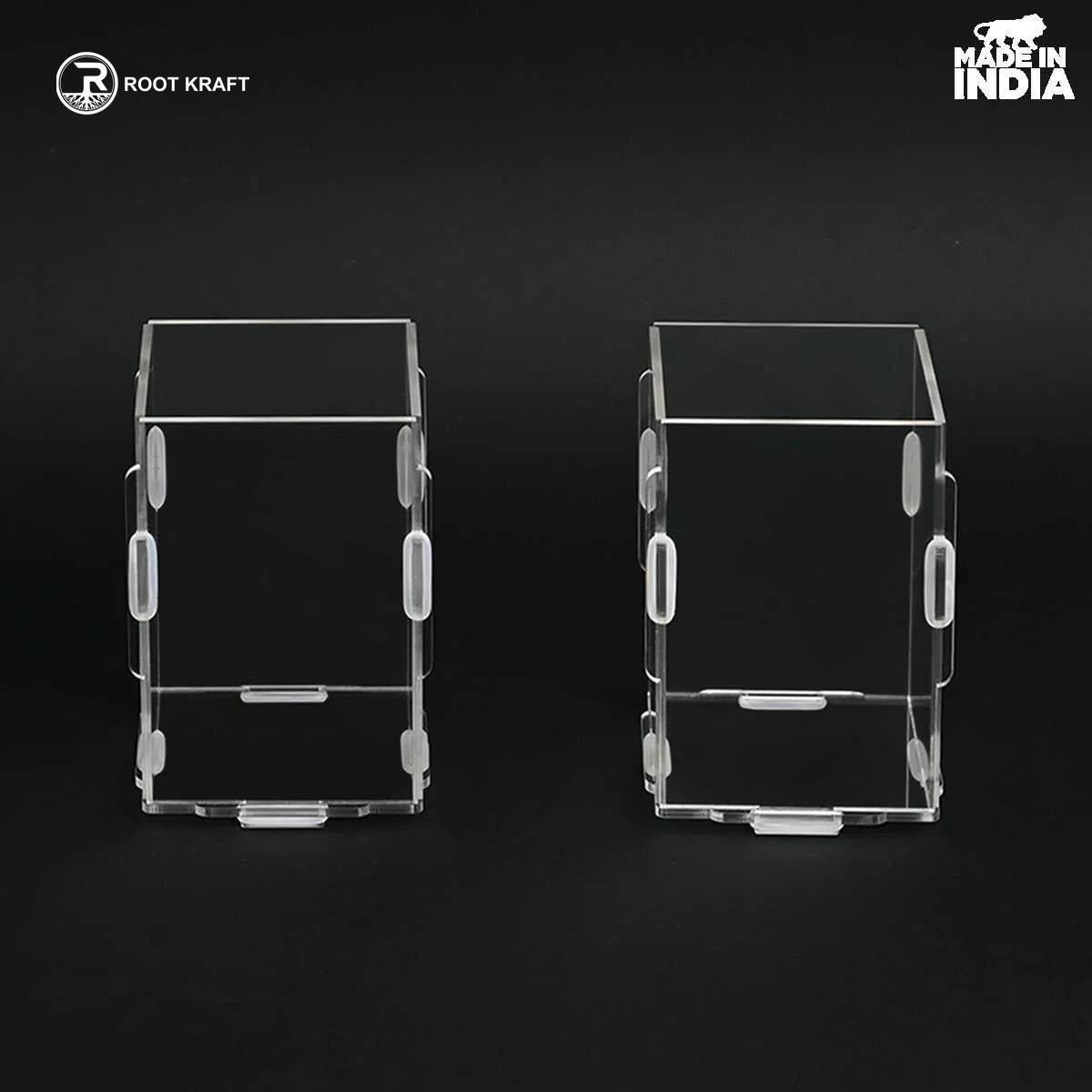Desk Organizer 2 & 4 Piece Acrylic Pen Holder | Crystal Clear Pencil Holder | Stationery Organizer