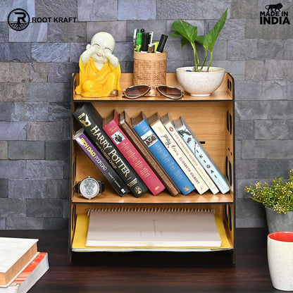 Book Rack 4 Layer Wooden Book Stand for Table | Multipurpose Home Decor Storage Rack & Book Shelf for Wall (DIY)