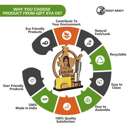 Political Pen Stand and Card Holder | Gandhi Ji, Ambedkar Ji & Bhagat Singh Ji | Wise Quotes | Mementos