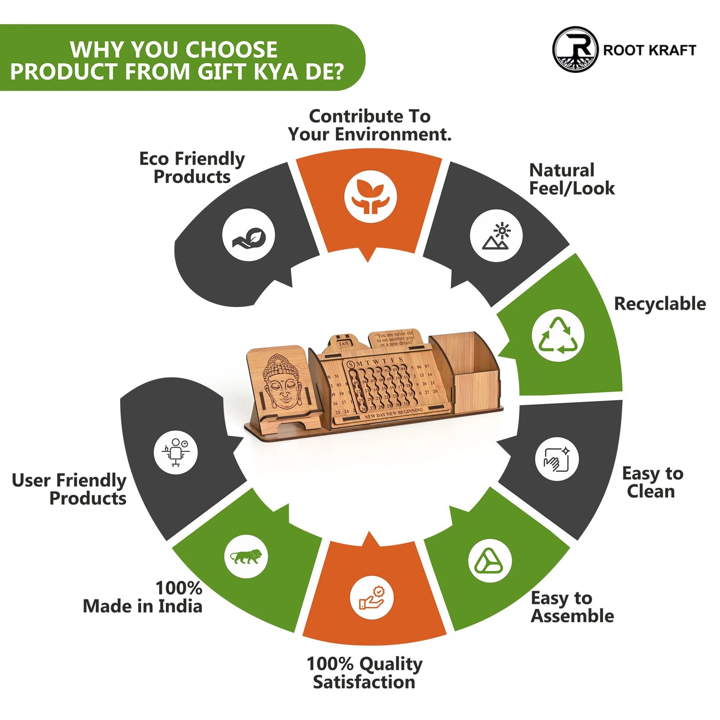 Lifetime Calendar With Desk Organizer and Mobile Stand | Desk Calendar | Mobile Accessories