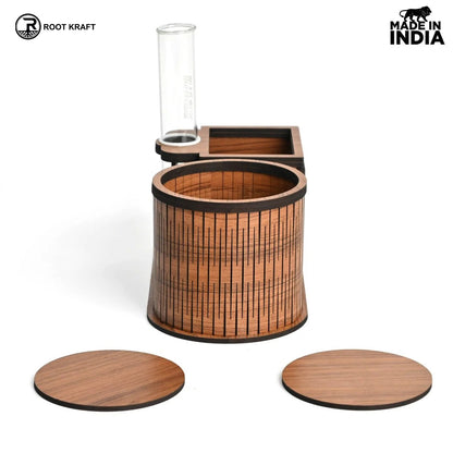 Test Tube Planter With Wooden Water Bottle Holder, Wooden Pen Stand & Coasters | Corporate Gifts | Eco-Friendly