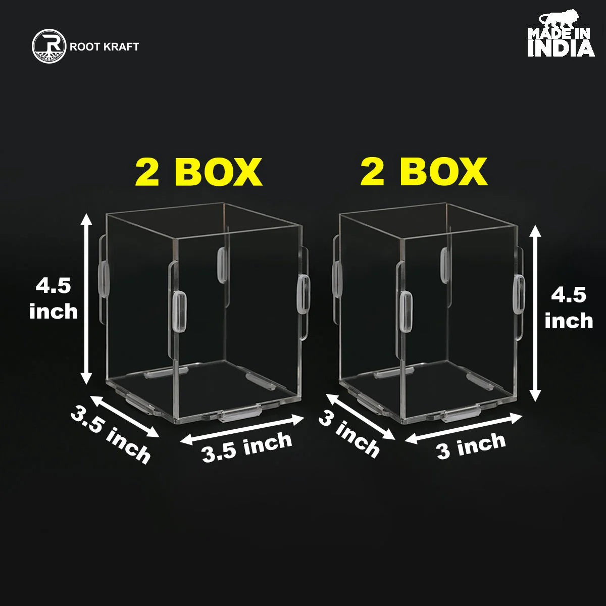 Desk Organizer 2 & 4 Piece Acrylic Pen Holder | Crystal Clear Pencil Holder | Stationery Organizer
