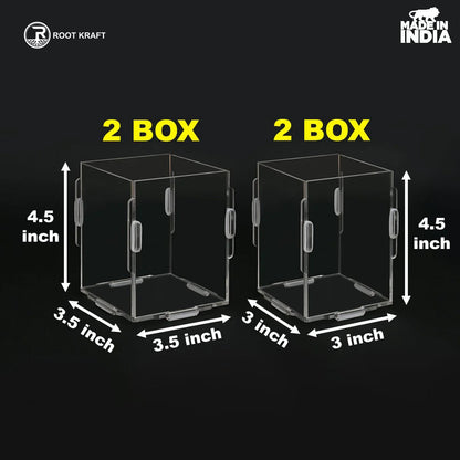 Desk Organizer 2 & 4 Piece Acrylic Pen Holder | Crystal Clear Pencil Holder | Stationery Organizer