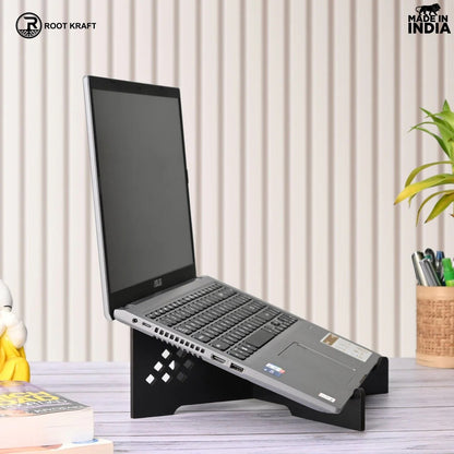 Cross Laptop Stand For Desk With Mobile Stand | Portable Easy to Carry | Compatible with All (2 pc Combo Pack) (eco Friendly)
