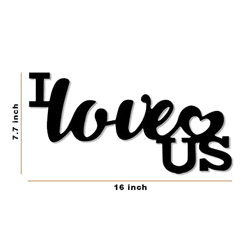 MDF Plaque Painted Cutout Ready to Hang Home Décor Wall Art (I Love US -Black), 7.7 x 16 Inchs (ASMDF17252_N)