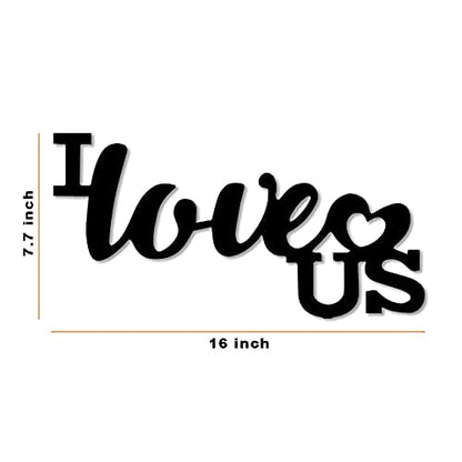 MDF Plaque Painted Cutout Ready to Hang Home Décor Wall Art (I Love US -Black), 7.7 x 16 Inchs (ASMDF17252_N)