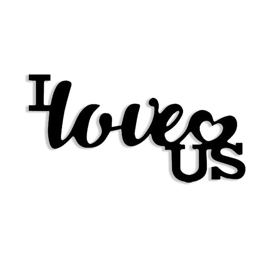 MDF Plaque Painted Cutout Ready to Hang Home Décor Wall Art (I Love US -Black), 7.7 x 16 Inchs (ASMDF17252_N)