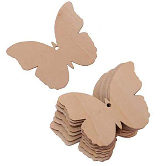 MDF Cutouts | Wooden Cutout for Craft | Pine Wood | Unfinished Tags for Key Chain, Crafts, Xmas, Decorations, Painting | Resin Art Work | MDF Board Cutouts, Butterfly- [50pcs]-[5cmx3.5cm]