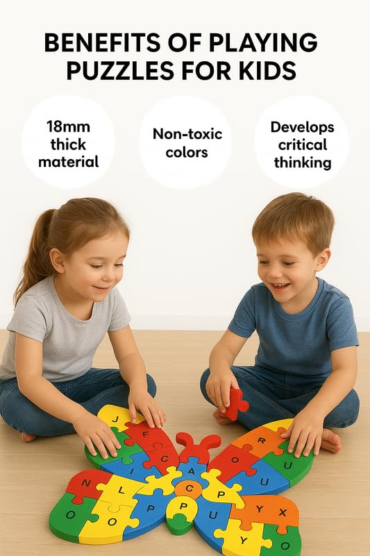 Wooden Butterfly Alphabet and Number for Kids, Learning Toy, Butterfly Montessori ABC Educational Alphabet and Number Jigsaw for Toddlers