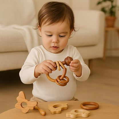 Organic Neem Wood 6 Shape Teether Combo for Baby