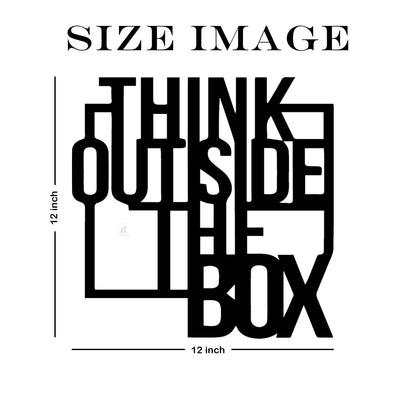 Think Outside The Box Black MDF Plaque Cutout Ready To Hang For Home Office Wall Art Decor, Wall Art Hanging Decorative Item, Home Decoration Size -12 x 12 Inches