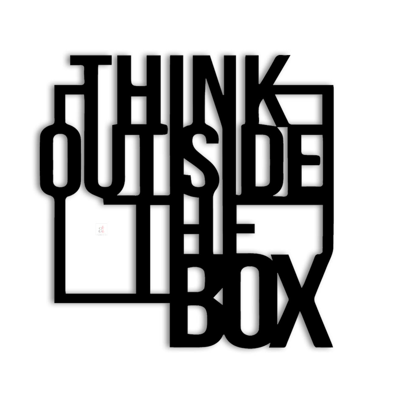 Think Outside The Box Black MDF Plaque Cutout Ready To Hang For Home Office Wall Art Decor, Wall Art Hanging Decorative Item, Home Decoration Size -12 x 12 Inches