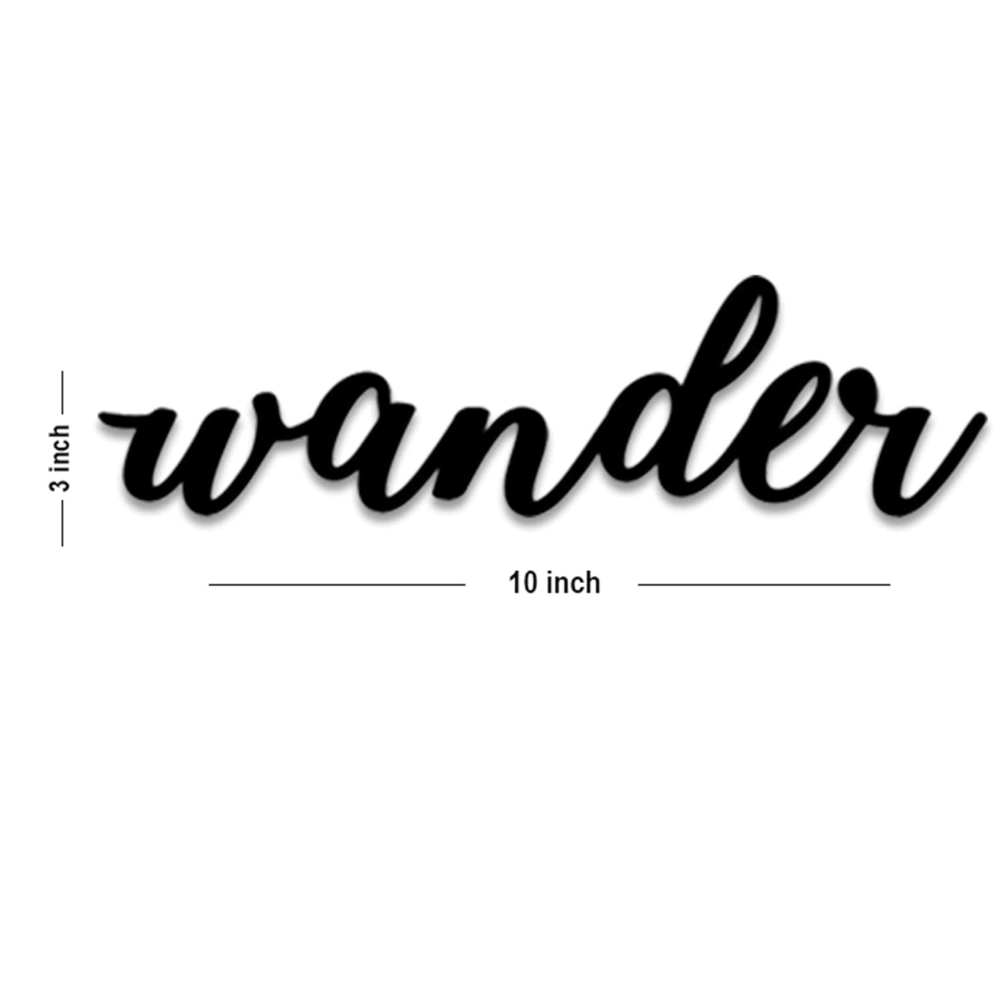 Wander MDF Plaque Painted Cutout Ready To Hang for Home, Office, Bedroom, Gift (6mm Thickness, Black - 3 x 10 Inch)