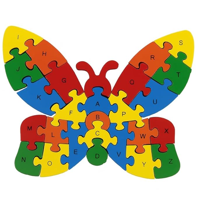 ROOT KRAFT Wooden Giraffe Alphabet and Number Puzzle for Kids, Learning Toy, Giraffe Montessori ABC Educational Alphabet and Number Jigsaw for Toddlers