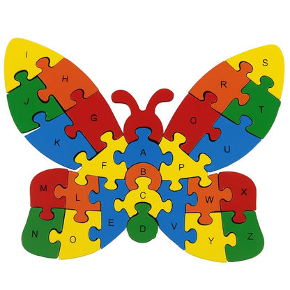Wooden Butterfly Alphabet and Number for Kids, Learning Toy, Butterfly Montessori ABC Educational Alphabet and Number Jigsaw for Toddlers