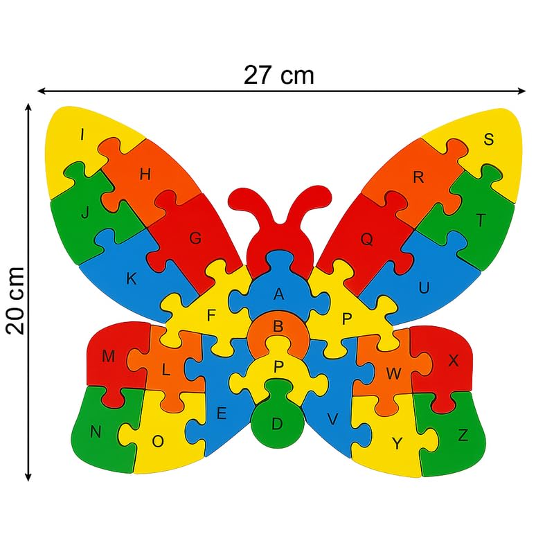 Wooden Butterfly Alphabet and Number for Kids, Learning Toy, Butterfly Montessori ABC Educational Alphabet and Number Jigsaw for Toddlers