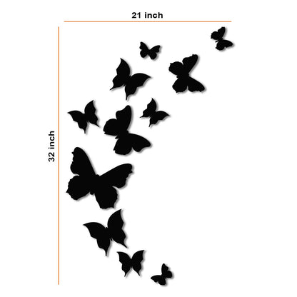 Butterfly Shape MDF Plaque Painted Cutout Ready to Hang Home Décor, Wall Décor, Wall Art,Decorative MDF Plaque for Home & Wall Decoration (11 Pcs, Black) - Wood