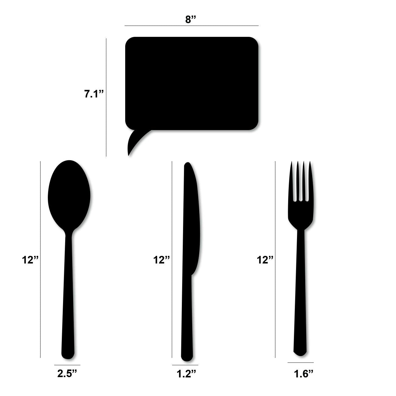 Cutlery Design shape MDF Plaque Painted Cutout Ready to Hang Home & Wall Decore, Decorative MDF Plaque for Wall Decoration (Black, 7.1 x 8, 12 x 2.5, 12 x 1.2 & 12 x 1.6 Inch, 4 Pcs)