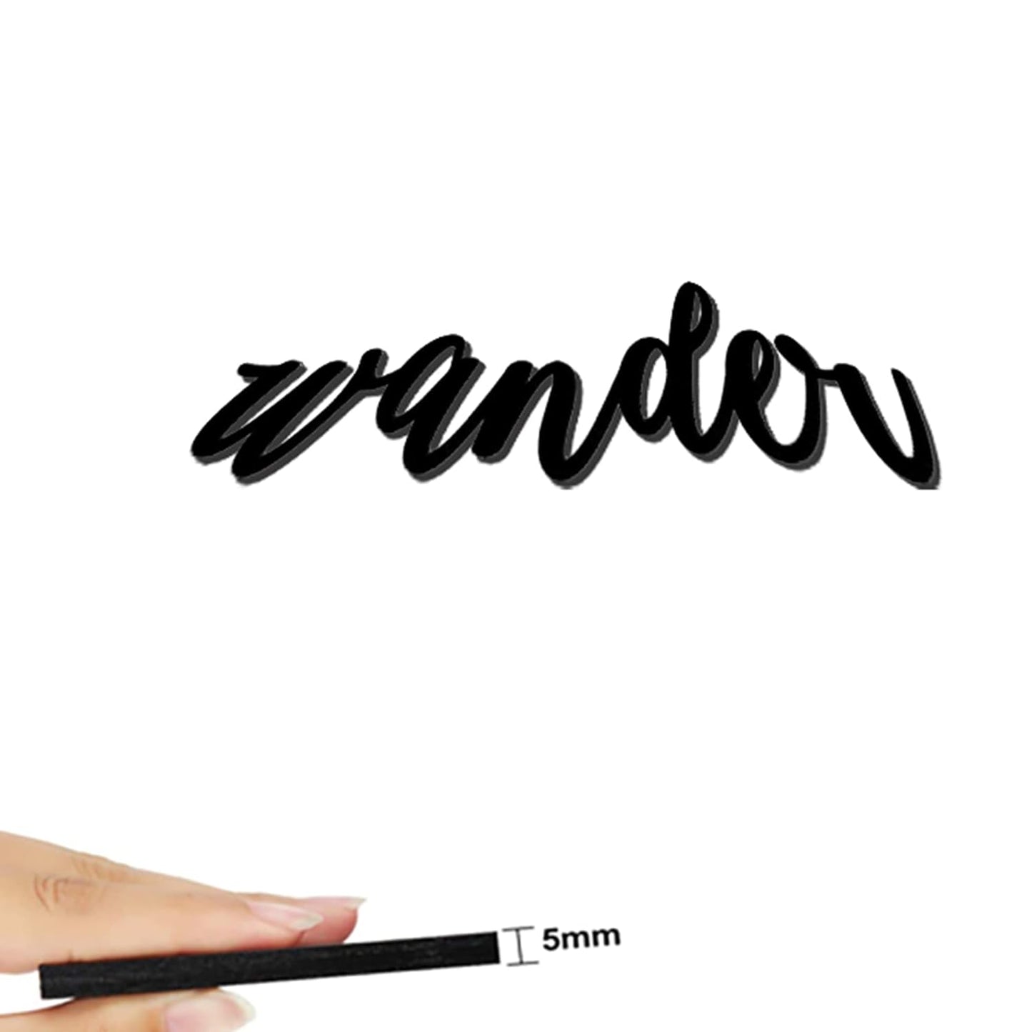 Wander MDF Plaque Painted Cutout Ready To Hang for Home, Office, Bedroom, Gift (6mm Thickness, Black - 3 x 10 Inch)