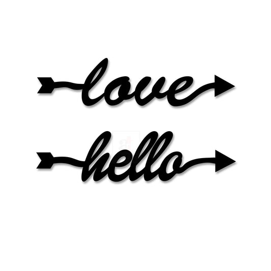 Love & Hello MDF Plaque Painted Cutout Ready to Hang for Wall Décor, Valentine Day Gift (Black, 2.6 x 10 Inch)