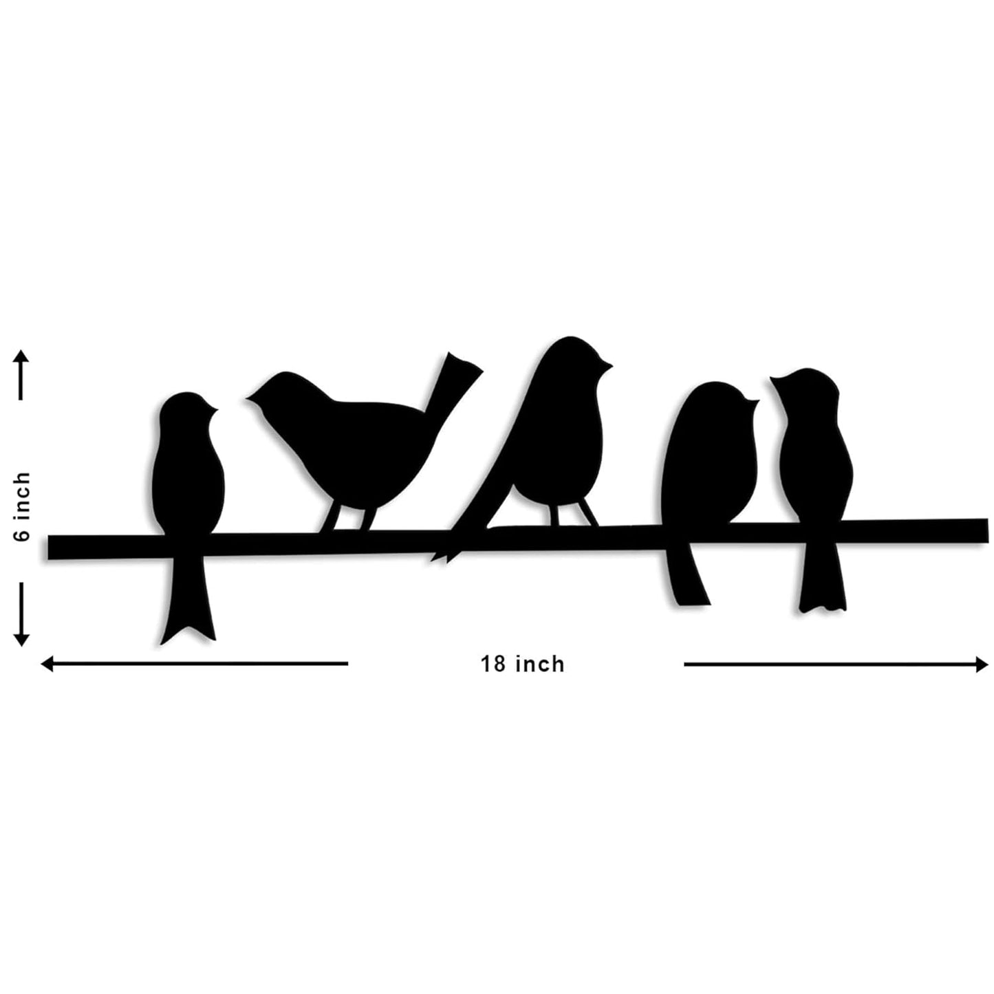 Bird MDF Wall Plaque/Wall Sign for Home Decoration Ready to Hang Wall DecorMDF Cutout for Gift, office Bedroom (6mm Thickness, Black- 6 x 18 Inch)