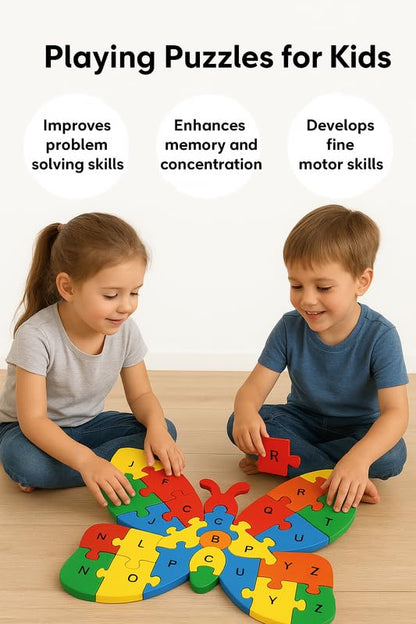 Wooden Butterfly Alphabet and Number for Kids, Learning Toy, Butterfly Montessori ABC Educational Alphabet and Number Jigsaw for Toddlers