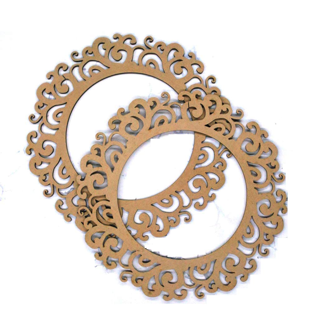 3mm 2pc Unfinished Round Wood MDF Cutout for Mirror, Photo Frame, Craft DIY Projects, Art Class, Home Decoration, Embellishment