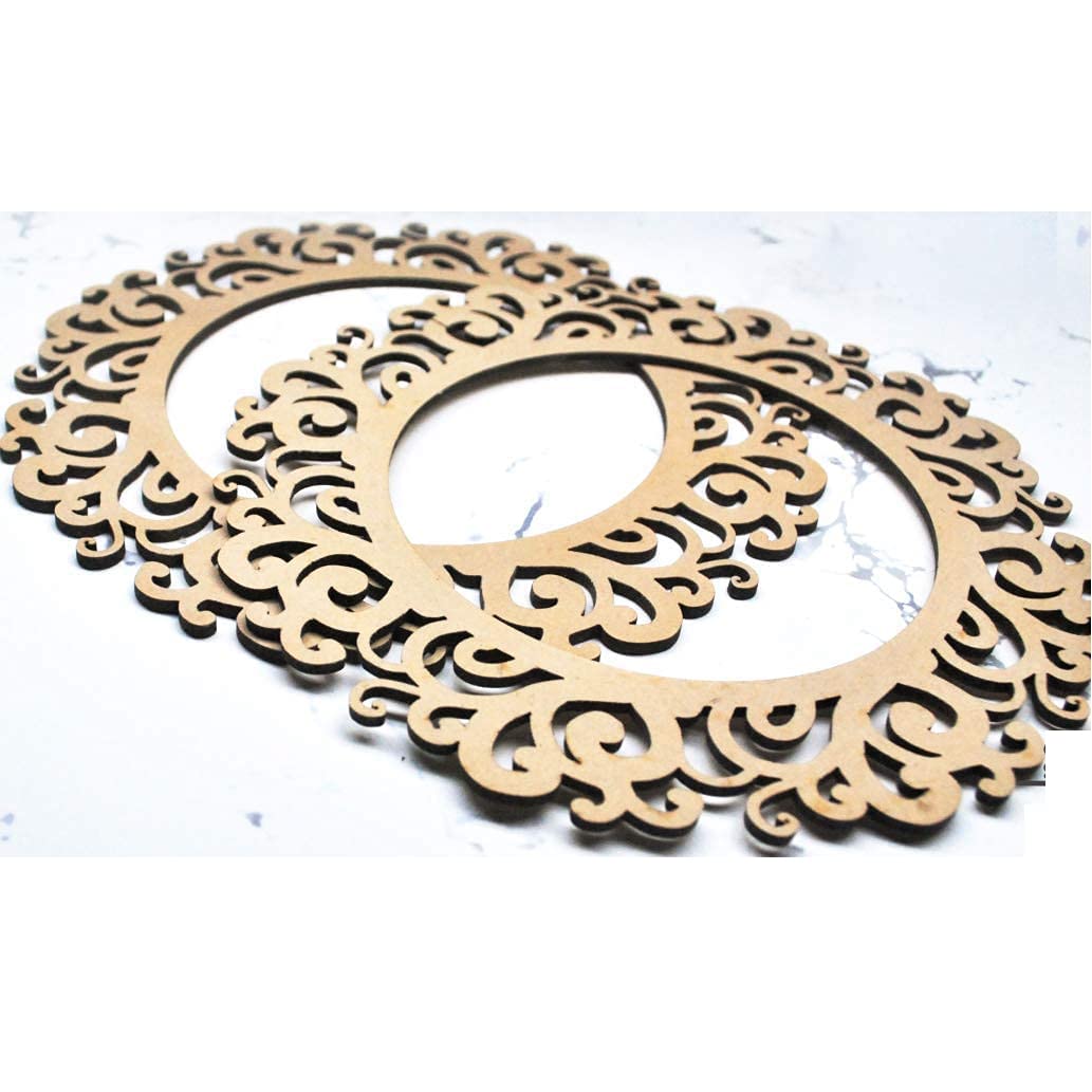 3mm 2pc Unfinished Round Wood MDF Cutout for Mirror, Photo Frame, Craft DIY Projects, Art Class, Home Decoration, Embellishment