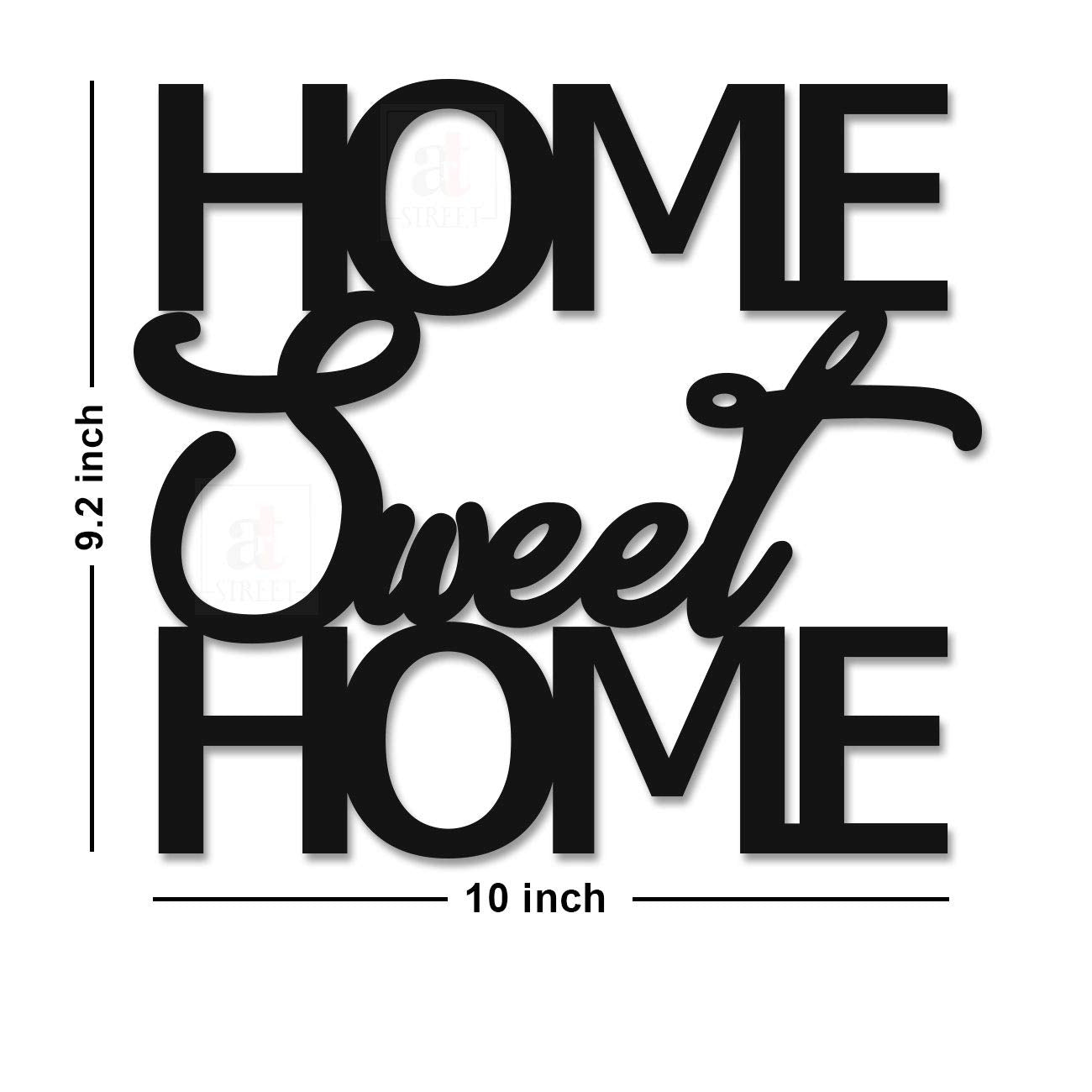 Home Sweet Home MDF Plaque Painted Cutout Ready to Hanging Décor, Wall Decor For Decoration, Gift - (6 mm Thickness, Black, Size 9.2 x 10 Inches)