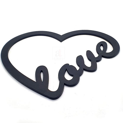 Love Wall Sign, Wall Plaque, Mdf Cutout Wood Wall Art, Valentine Day Gift (6 mm, Black)