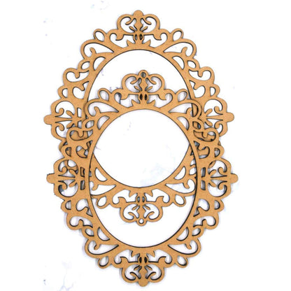 3mm 2pc Unfinished Oval Wood MDF Cutout for Mirror, Photo Frame, Craft DIY Projects, Art Class, Home Decoration, Embellishment