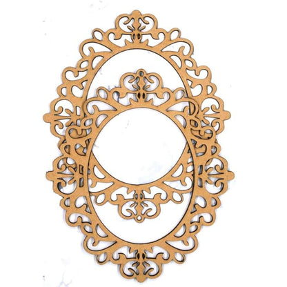 ROOT KRAFT 3mm 2pc Unfinished Round Wood MDF Cutout for Mirror, Photo Frame, Craft DIY Projects, Art Class, Home Decoration, Embellishment