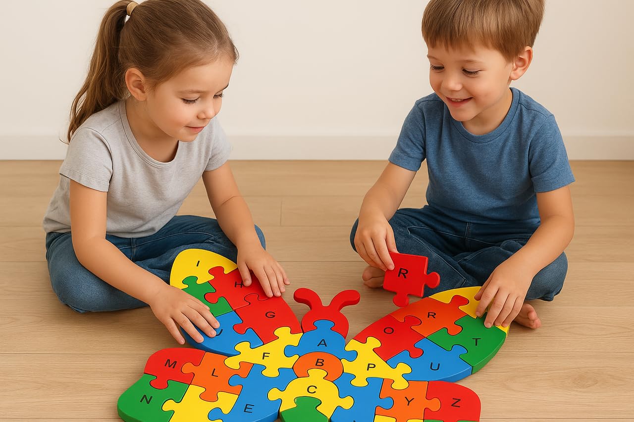 Wooden Butterfly Alphabet and Number for Kids, Learning Toy, Butterfly Montessori ABC Educational Alphabet and Number Jigsaw for Toddlers