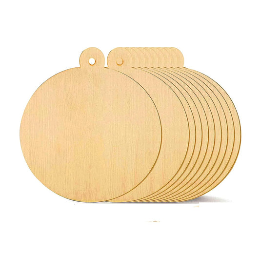 MDF Cutouts | Wooden Cutout For Craft | Pine Wood | Unfinished Tags for Key Chain, Slices Crafts, Xmas, Decorations, Painting | Resin Art Work | MDF Board Cutouts, Round- [50pcs]-[ 5cmx5cm]