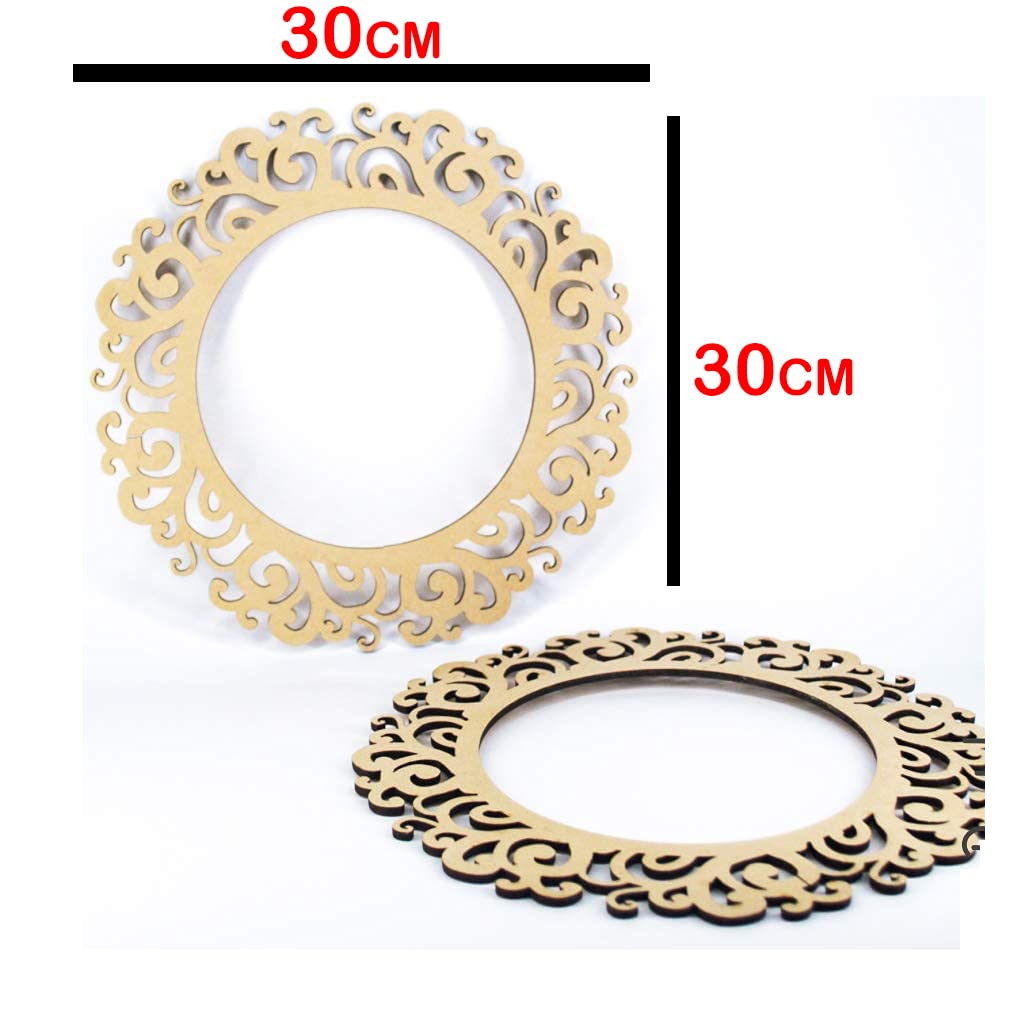 3mm 2pc Unfinished Round Wood MDF Cutout for Mirror, Photo Frame, Craft DIY Projects, Art Class, Home Decoration, Embellishment