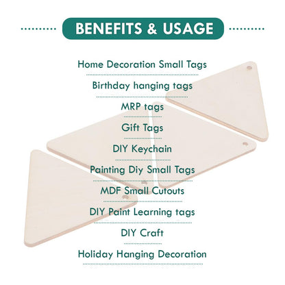 MDF Cutouts | Wooden Cutout For Craft | Pine Wood | Unfinished Tags for Key Chain, Slices Crafts, Xmas, Decorations, Painting | Resin Art Work | MDF Board Cutouts, Triangle- [50pcs- 5x5 cm]