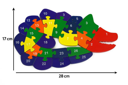 Wooden Crocodile Alphabet and Number Puzzle for Kids, Learning Toy, Crocodile Montessori ABC Educational Alphabet and Number Jigsaw for Toddlers