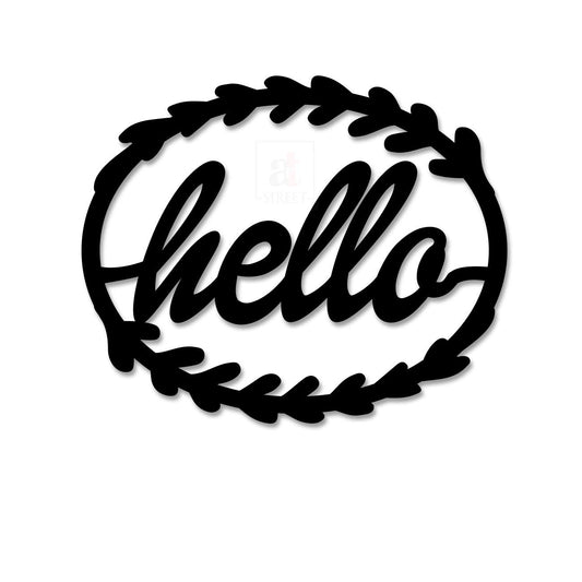 Hello MDF Plaque Painted Cutout Ready to Hang Home Décor, Wall Décor, Wall Art (8.2 x 10 Inch)