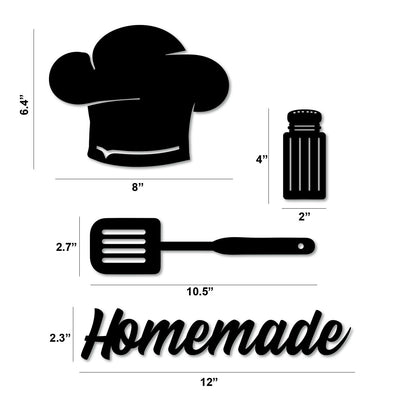 Kitchen Theme Shape MDF Plaque Painted Cutout Ready to Hang Home & Wall Décor, Decorative MDF Plaque for Decoration (6.4x8,4x2,2.7x10.5 & 2.3 x 12 Inch, 4 Pcs)