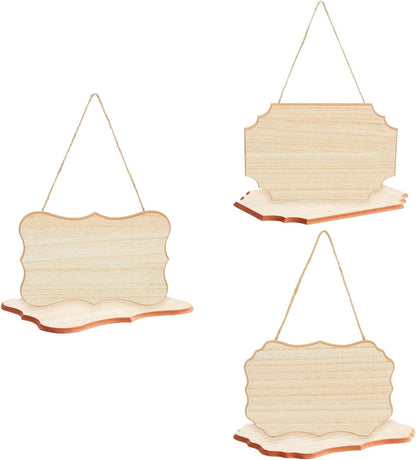6-Pack of Unfinished MDF Hanging Wood Plaques for Crafts with Jute Rope, Blank 9x6-Inch, 1/4-Inch Thick Wooden Sign for DIY Painting, Art Projects, Home Decor, 3 Designs