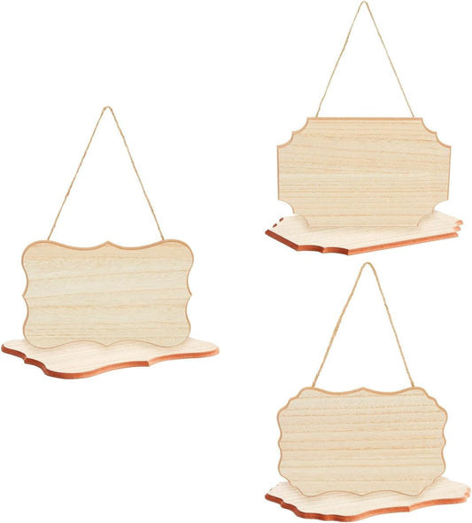 6-Pack of Unfinished MDF Hanging Wood Plaques for Crafts with Jute Rope, Blank 9x6-Inch, 1/4-Inch Thick Wooden Sign for DIY Painting, Art Projects, Home Decor, 3 Designs