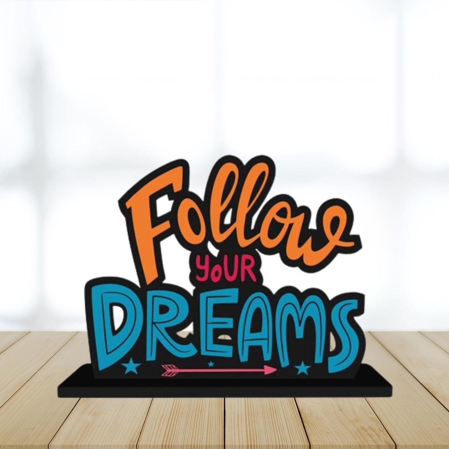 Wooden Motivational Quotes Table Decoration for Office Desk | Home Decor Item | Living Room | Modern Art Wood Showpiece Gift Items (Designs-3)