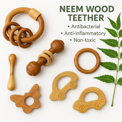 Organic Neem Wood 6 Shape Teether Combo for Baby