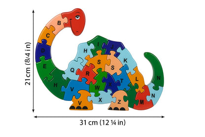 Wooden Dinasore Alphabet and Number Puzzle for Kids, Learning Toy, Dinasore Montessori ABC Educational Alphabet and Number Jigsaw for Toddlers