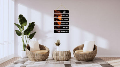Hanuman Om-Mantra Face Orange Wooden Decorative Wall Hanging, Beautiful Hanging for Decor Stylish for Living Room Home Decoration Item Items-Handcrafted Art Room, Bedroom (Pack of 1)