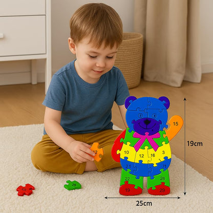 Wooden Beer Alphabet and Number Puzzle for Kids, Learning Toy, Beer Montessori ABC Educational Alphabet and Number Jigsaw for Toddlers