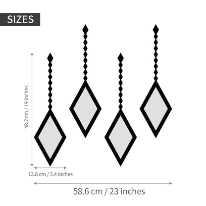 4PCS Mid-Century Modern Acrylic Black Wall Art ? Bohemian Aesthetic Wall Panels for Bedroom & Living Room Decor (Not a Real Mirror, Diamond Earrings Design)