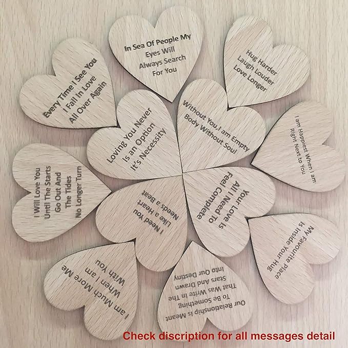 PureCraft Wooden Medium Heart Shaped Love Message Box | 20 Reasons I Love You | Romantic