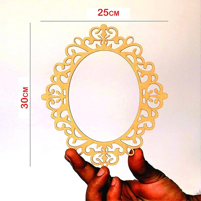ROOT KRAFT 3mm 2pc Unfinished Round Wood MDF Cutout for Mirror, Photo Frame, Craft DIY Projects, Art Class, Home Decoration, Embellishment